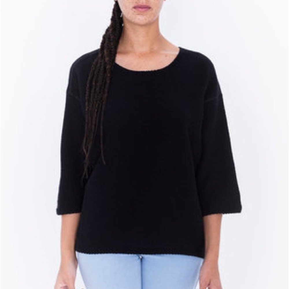 American Apparel Easy Sweater One Size Black 3/4 Sleeve Knit Pullover Jumper